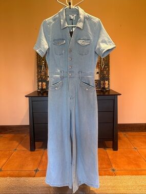 PAIGE Light Blue Denim Shirt with Branded Neck Tag